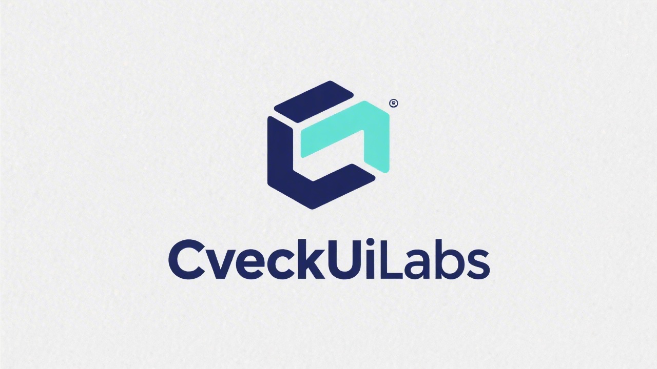 Minimalistic CzechUI Labs logotype with geometric monogram and clean typography in navy and mint colors for contemporary digital design brand